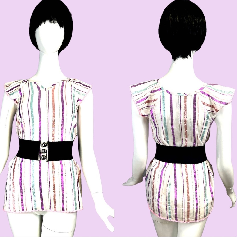 Pretty More Than Magic Metallic Tunic Top Shirt Blouse
